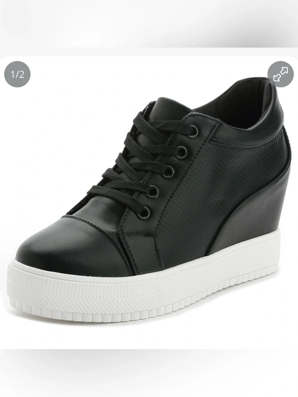 Women’s Black wedge sneakers with hidden heel ankle high platforms